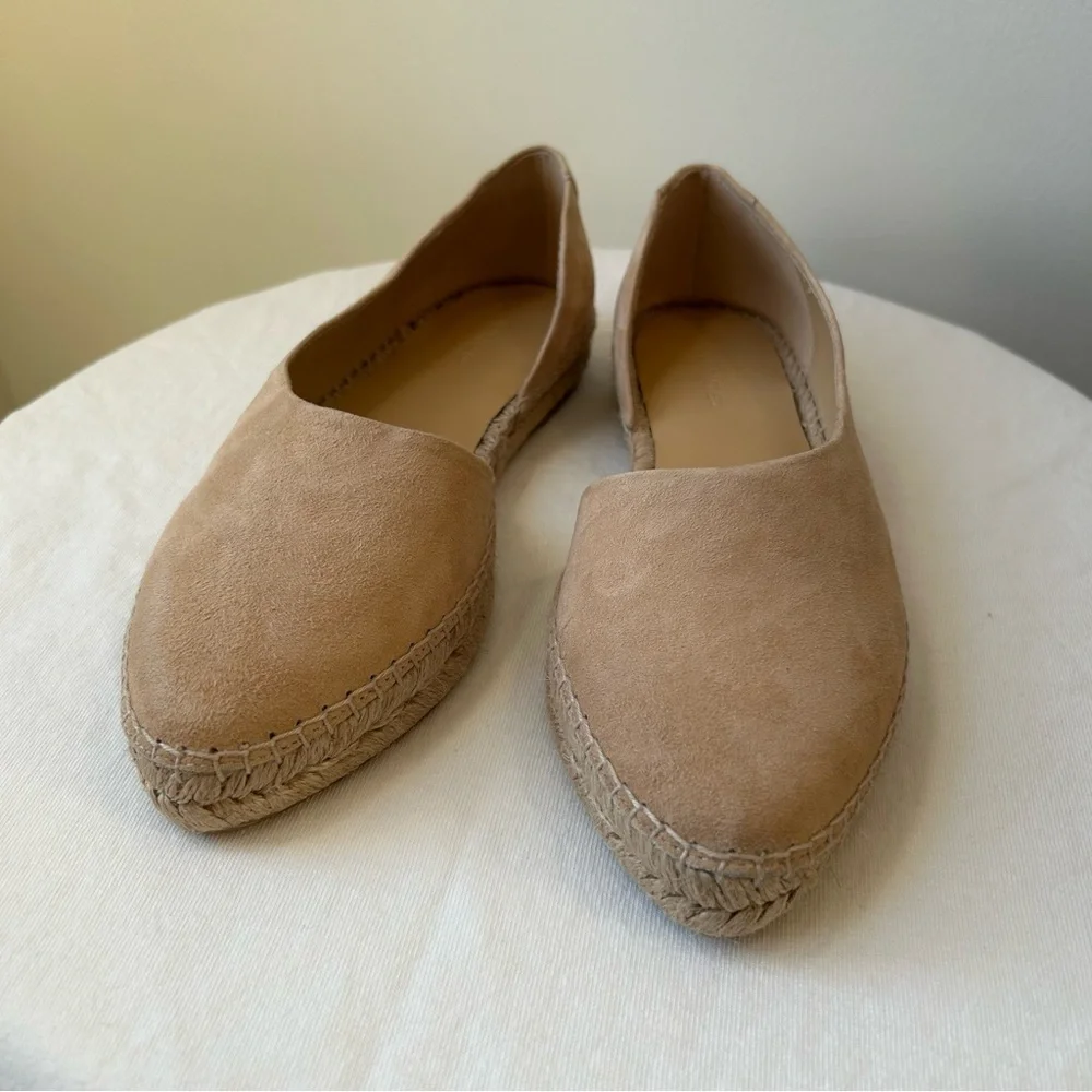 VINCE Suede Pointed Espadrille Tita Flats - Beige 7.5